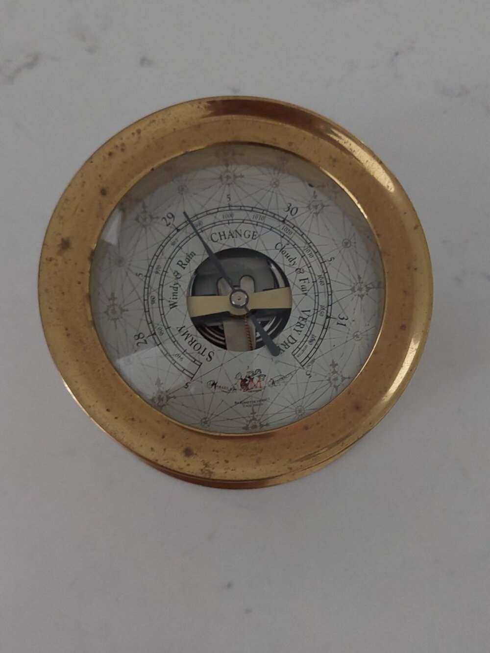 Vintage Maker's to the Admirality (AM) Brass Desktop Barometer Made in France
